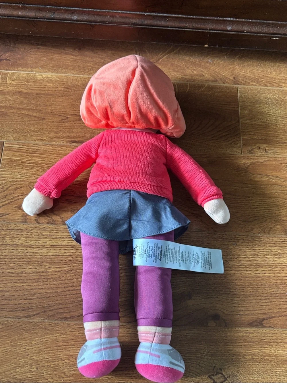 Disney Coral-Haired Plush Doll in Pink Cardigan and Purple Leggings
